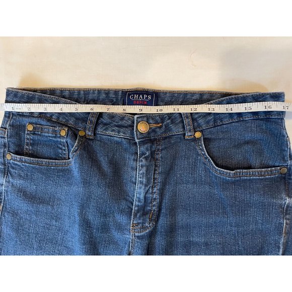 Chaps Denim Women Jeans Straight Leg 99% Cotton Mid Rise Flat Front Blue Size 12 - Picture 4 of 10